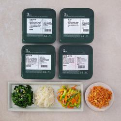 집반찬연구소 비빔밥용 사색나물 애호박나물110g + 시금치나물 90g + 매콤 콩나물무침 90g + 무나물 100g 1세트