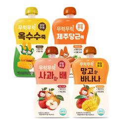 이유케어스 무럭무럭 키즈죽 과일퓨레 4종 세트, 옥수수 + 당근 + 사과랑배 + 망고랑바나나, 1세트