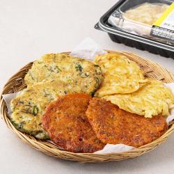 [로켓프레시] 남도애꽃 바삭한 수제 부침개 김치전 200g + 녹두전 200g + 감자채전 200g, 1세트