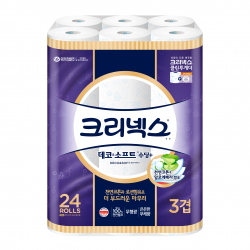 크리넥스 3겹 데코 앤 소프트 수딩플러스 화장지 27m 1팩 24롤