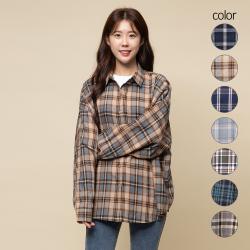 캐럿 여성 루즈핏 체크 플란넬 셔츠