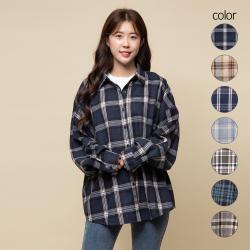 캐럿 여성 루즈핏 체크 플란넬 셔츠