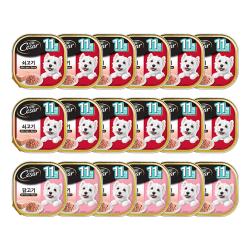 시저 11세 이상 시니어 강아지 주식캔 쇠고기 100g X 12p + 닭고기 100g X 6p 소