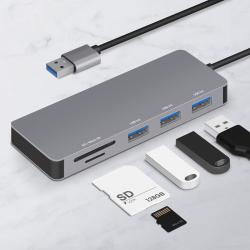 홈플래닛 USB-A 커넥터 5포트 멀티 허브 (USB3.0 3개 + SD + mSD) 120cm 케이블, (3USB SD mSD)