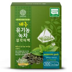 골든허브 프리미엄 제주 유기농 순수 녹차 삼각티백, 1g, 100개