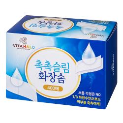 쿠팡 브랜드 - 비타할로 1/3 촉촉 슬림 화장솜, 400매, 1개