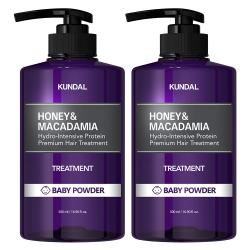 쿤달 허니 앤 마카다미아 단백질 헤어 트리트먼트 베이비파우더향 500ml 2개입