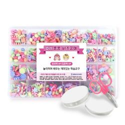 핑크공주 퐁퐁비즈공예 24칸 DIY세트 A09 라인 우레탄줄 2p 포함, 혼합 색상