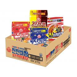 오뚜기 진진비짬 실쏙팩 진라면 매운맛 5개 + 진라면 순한맛 5개 + 진비빔면 4개 + 진짬뽕 4개 라면 세트 18개