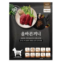 올바른끼니 전연령용 소고기 초록잎홍합 관절강화 강아지 소프트사료 1.2kg 소