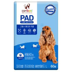 쿠팡 브랜드 꼬리별 애견패드 레몬향 1개 프리미엄 L 75 X 65cm 60매