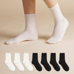 삭스팝 여성용 발목이 가늘어 보이는 골지 중목 양말 8켤레 세트
