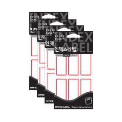 쁘띠팬시 인덱스 라벨 20-219 18p, 적색, 4개