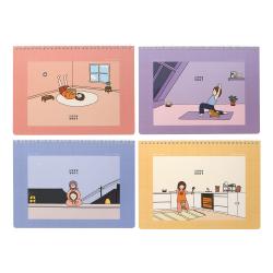 핑크풋 보리 먼슬리플래너 4종 세트 2500, 핑크, 옐로우, 바이올렛, 블루