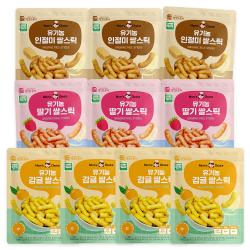 맛있는풍경 유기농 쌀스틱 인절미 3p + 딸기 3p + 감귤 4p 세트, 인절미, 딸기, 감귤, 1세트