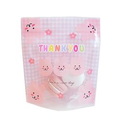 도나앤데코 애니멀체크 땡큐 스탠드 지퍼백 18 X 20 Cm 퍼플핑크토끼 20개