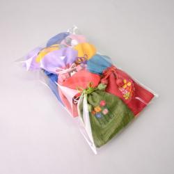 하마공방 고급 투톤 모시 전통 꽃자수 복주머니 10p