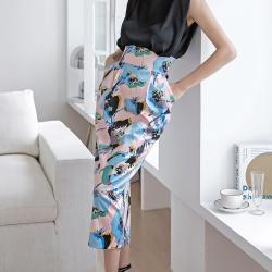 딘트 라밋 하이웨스트 플라워 실키 미디 스커트 SK9094