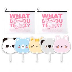애니멀 프랜즈 부채 5p + 뭉크 지퍼백 라지 2p 세트, 핑크(지퍼백), 랜덤발송(부채), 1세트