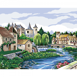 투코비 DIY 명화그리기 세트 가로형 40 x 50 cm, 냇물이 흐르는 마을 (5333)