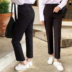 티데일리 여성용 역시기본 반밴딩 슬랙스 스판 일자 팬츠 긴바지