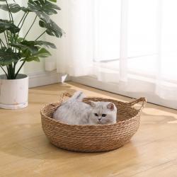 고양이 돗자리를 짜다 고양이 쿠션 온도를 낮추다 고양이 쿠션 소형 중형 애완동물 얼음 쿠션 개 쿠션 미디엄 사이즈 42*13cm 옥수수 껍질 고양이 귀 모양