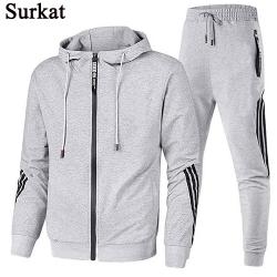 Surkat 춘추 남성 트레이닝복 세트 상하 세트 운동하다 남자후드티 + 선물