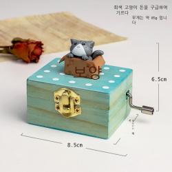 창의 작은 동물 손 흔들다 나무 오르골 생일 선물 오르골 나무 공예품 진열품