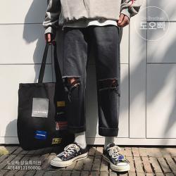 도오빠 빅사이즈 남성 청바지 찢청 디스트로이드진 루즈핏 오버핏 남자청바지 긴바지 스트레이트 레트로 20대 30대 패션 데일리 캐주얼 빅사이즈청바지 인기템