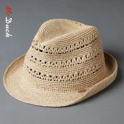 페도라 mrduck수입 라피아 모자 남자여름 펀칭 통기성 짚모자 자외선차단 차양모자 남성여름옷 챙이있는모자 남성