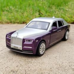 롤스로이스 Rolls-Royce Phantom 1대32 합금 다이캐스트 자동차모형 라이트 및 사운드 풀백 기능 미니카 피규어 선물, 보라+실버