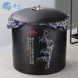 스포츠윙 도자기밀폐 마적 검은 다관 밀대봉 저장함 보관함 보이 티케이크 백차 포장케이스 방습 핸드메이드 큰사이즈 라지 7, 차떡 깡통 -육보 -대나무 -7 과자