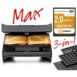 Krups 독일샌드위치메이커 가정용 2구 와플롬멜스바허 SWG 700 3 in 1 멀티 Toast 그릴 Max 샌드위치 제조기 벨기에 와플 다리미 접촉 그릴 3개의 교체 가능한 다이 캐스트 알루미늄 플레이트 2 겹의 비 점착 코팅 블랙 스테인레스 스틸-44029, 단일옵션