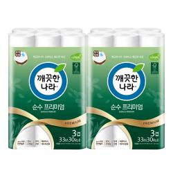 깨끗한나라 순수프리미엄 3겹데코 33m 30롤 X 2팩 60롤 