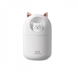 야옹이 가습기 애완 고양이 300ml 대용량 미니 가습기 USB가습기 무드등 필터 5개 포함 KC인증 대량 구매, 화이트