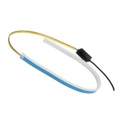 FWT 2 개 조각 차 LED 흐르는 지구 성 노출증 Foglight 우회 신호등 60cm, 화이트 + 옐로우
