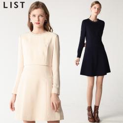 리스트 리스트(LIST) 웨딩 스티치 네크라인 플레어 원피스 (택가격:268000원)