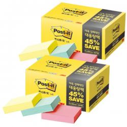 [묶음]3M 포스트-잇 노트 대용량팩 653-20A(51x38mm 노랑(12)블루(4)핑크(4))*2EA, 단품