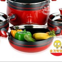 에씨클레오 식당 카페 고객만족도 높은 6만원대 키친아트 신비 양수냄비 24cm 경질냄비 E-244461, 레드&블랙