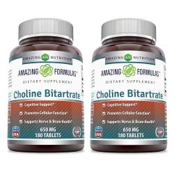 Amazing Nutrition 어메이징뉴트리션 주석산수소콜린 집중력 브레인포그 완화 영양제 650mg 180정, 1mg, 2개