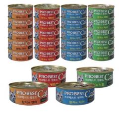 프로베스트 캣푸드 캔 참치와 치킨 80g x 6캔 + 참치와 치어 80g x 6캔 + 참치와 연어 80g x 6캔 + 참치와 게맛살 80g x 6캔 세트, 1세트