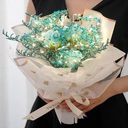 아르띠콜로 램프 안개꽃다발 특별한선물 드라이플라워 프리저브드플라워 생일선물 Led 안개꽃 핑크 꽃다발 조화 여자친구 꽃 기념일 졸업 발렌타인 선물 블루