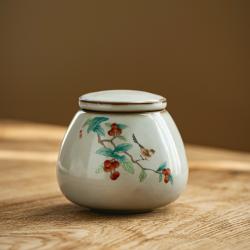도자기밀폐 여요 다관 개봉함 가능 기르기 휴대 미니 여행 가정용 깨어나다 차 보관함 x2개 2035088961, 숓 원형 -까치 비파