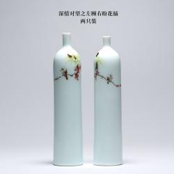 현민샾 수공 꽃병 삼근당 도자기꽃 보틀 경덕진 핸드메이드 도예 독창적 티 기예 진열 장식품 S73012, 정답게 두리번거리다 꽃꽂이 2 개입
