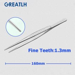 핀셋 Stainles 스틸 안과 용 트위터 비 침습성 포셉 플라스틱 포셉 치과 용기구, 01 160mmFine Teeth1.3mm