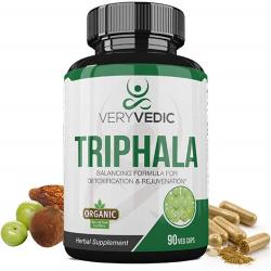 VeryVedic Triphala Capsules90erbal 보충제 (90 식물성 캡슐) 결장 정화는 가스 또는 팽창을 하는 데 도움, 단일상품, 단일상품
