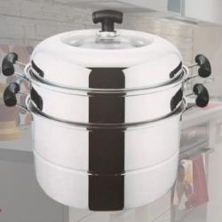 모모라 열효율이 우수한 고급 스테인레스 퀸센스3단찜솥(32cm) E-518836, 실버, 32cm