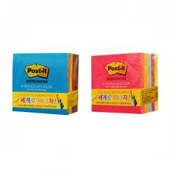 3M 포스트잇 654 5칼라 대용량 큐브노트 (75x75mm) 모음 메모지 사무용품 대용량포스트잇 접착메모장 메모지 3M메모장 3M포스트잇 3M, 654-5UC 자이푸르