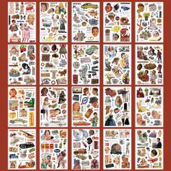 크리에이티브 빈티지 스티커 핸드북 와시 소재 카와이 문구 스크랩북 일기 장식 전화 스티커, 20 피스, 매화 시기가 은은하다.