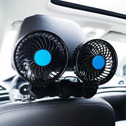 차량용 듀얼선풍기 (뒷자리 전용) 시거잭사용 다이얼식 속도조절기 360도 파워입체바람 더블팬 자동차 미니선풍기, DC 12V듀얼선풍기_뒷자리전용